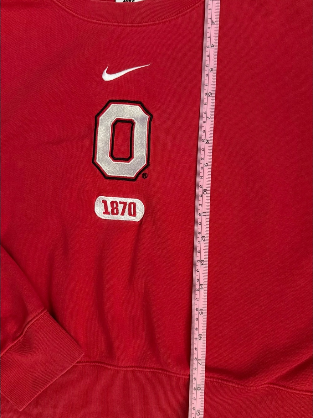 Nike Women’s Red Crewneck Sweatshirt with 'O' Patch - Picture 2 of 4
